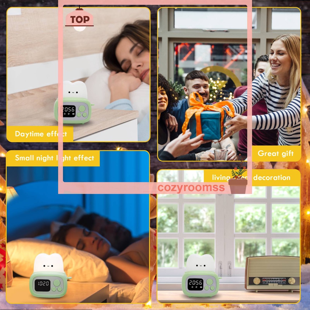 Đồng Hồ Báo Thức Kiêm Đèn Ngủ Mềm Mại 12H
