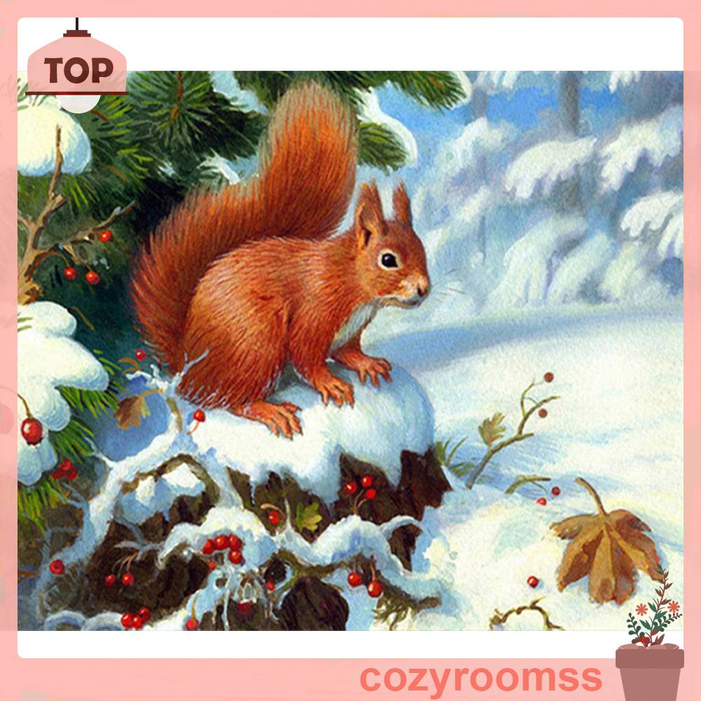 Tranh Đính Đá Kim Cương Toàn Bộ 5D DIY Hình Vẽ Sóc Trang Trí Nhà Cửa