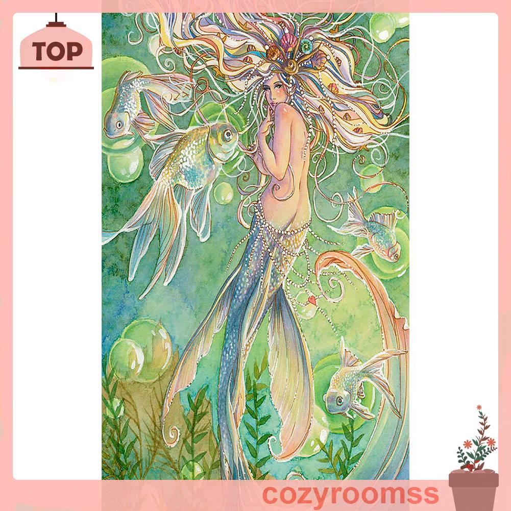Tranh Đính Đá Kim Cương Toàn Bộ 5D DIY Hình Vẽ Nàng Tiên Cá