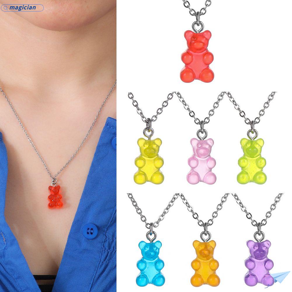 MAG Vòng Tay Mặt Hình Gấu Bằng Resin Màu Kẹo Ngọt Thời Trang Cho Nữ