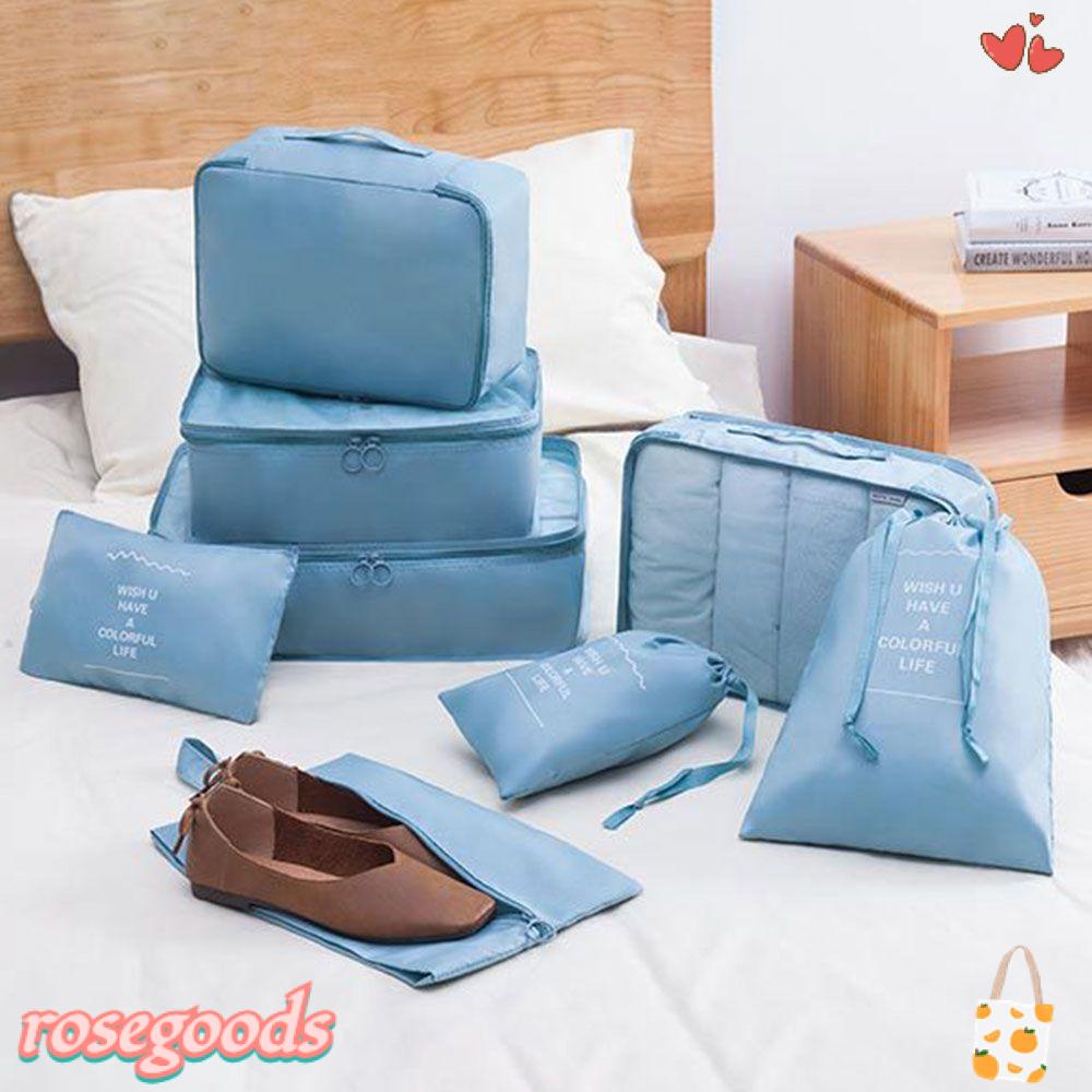 ROSE Set 8 Túi Lưới Đựng Đồ Du Lịch Chống Thấm Nước
