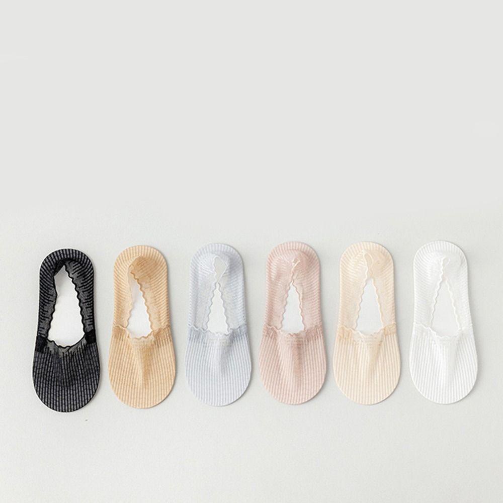 Vớ Thuyền WMES15H Cổ Thấp Bằng Silicone Cotton Vô Hình Vui Nhộn Không Trượt Cho Nữ