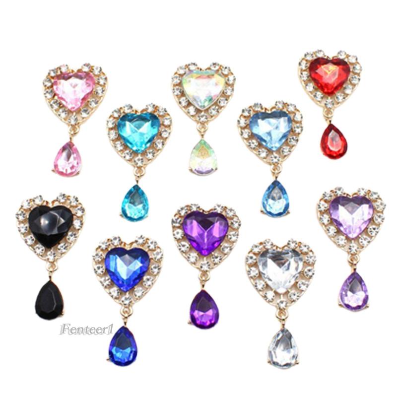 Bộ 10 Nút Áo Đính Đá Hình Trái Tim Xinh Xắn