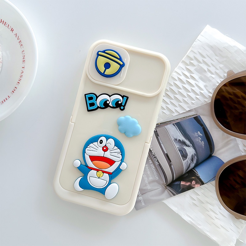 Ốp Điện Thoại TPU Mềm Có Giá Đỡ Hình Doraemon 3D Cho iPhone 14 13 12 Pro Max Plus 11