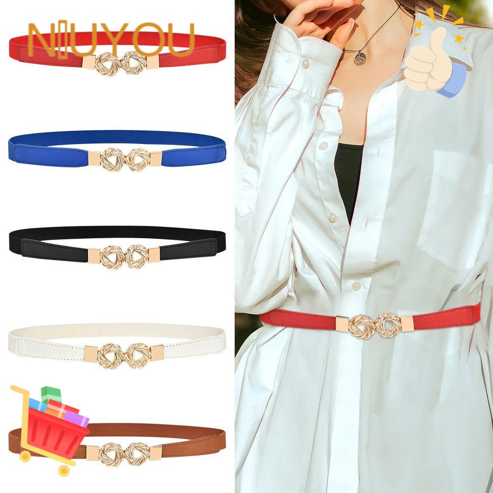 NIUYOU Thắt Lưng Co Giãn Khóa Kim Loại Thời Trang Cho Nữ