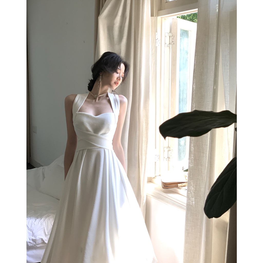 Niche Đầm Midi Hai Dây Dáng Dài Vừa Phải Màu Trơn Phong Cách Mùa Hè Thời Trang Cao Cấp Dành Cho Bạn Nữ