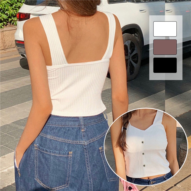 Áo Hai Dây Dệt Kim Co Giãn Thời Trang Mùa Hè Cho Nữ