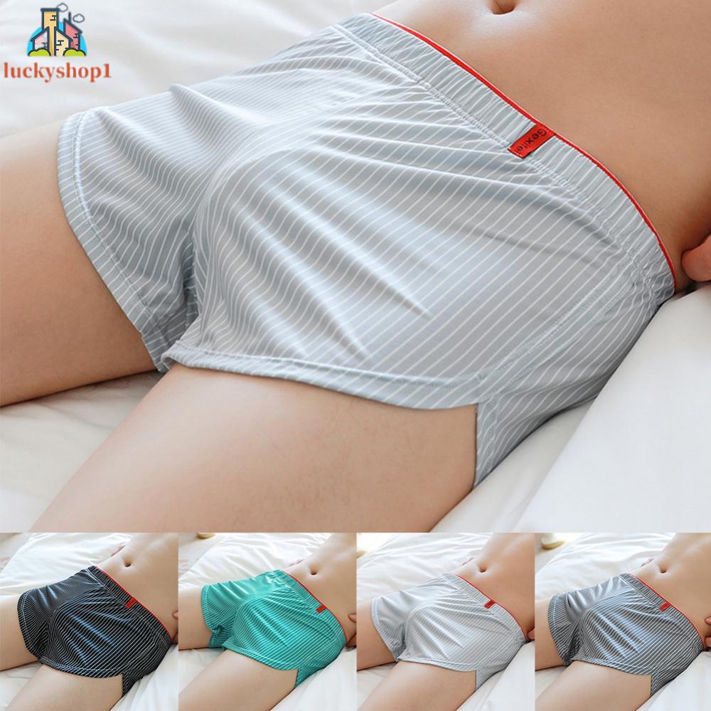 Đồ Lót Nam Thoải Mái Băng Lụa. Quần Short Ngủ Siêu Nhẹ Kẻ Sọc Dễ Thương
