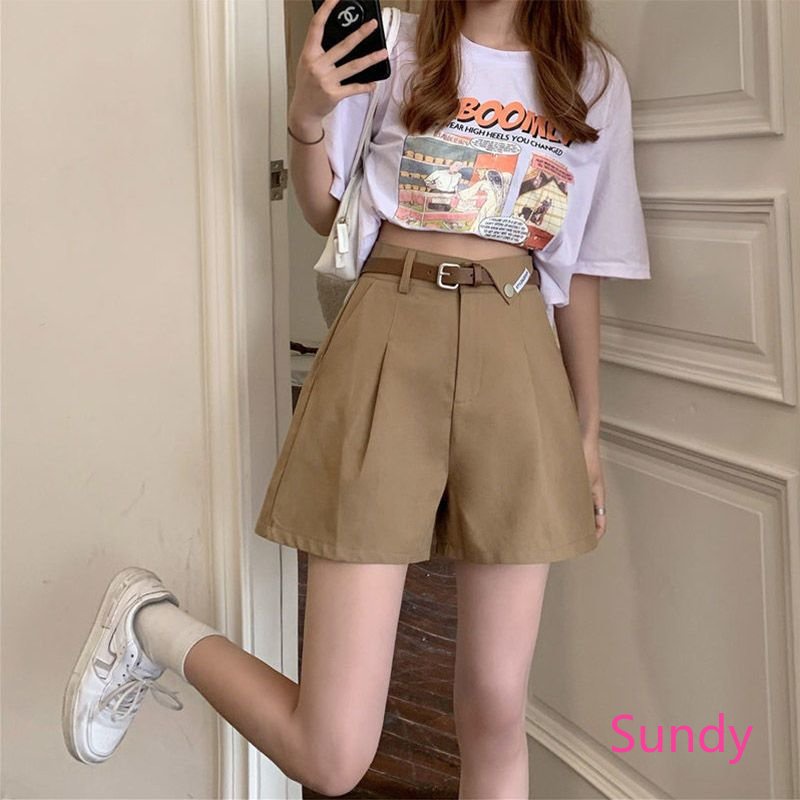Quần Short Lưng Cao Ống Rộng Thời Trang Mùa Hè Hàn Quốc Dành Cho Nữ