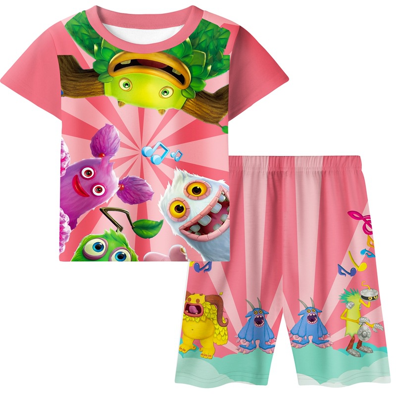 Set Đồ Mùa Hè 2 Món Gồm Áo Thun + Quần Ngắn Hoạt Hình Cho Bé
