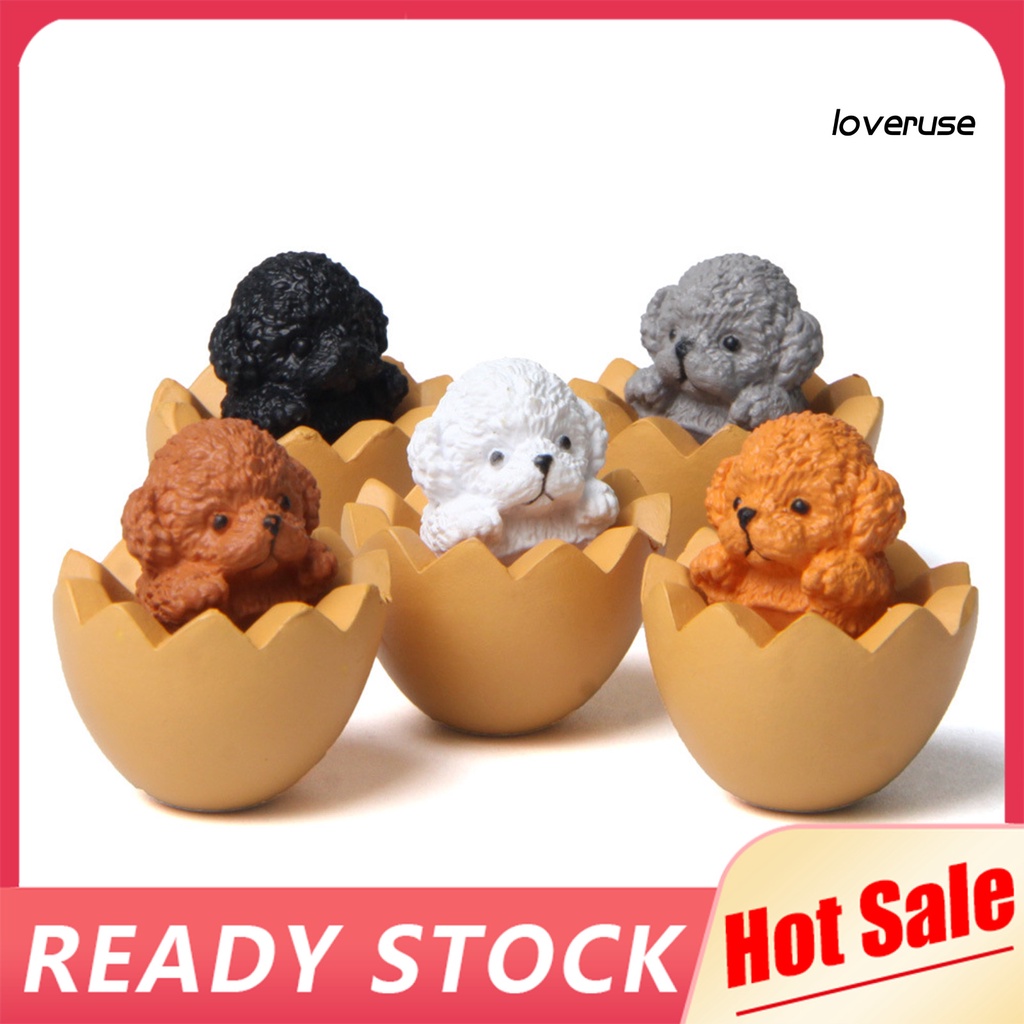 Set 5 Đồ trang trí Cún Poodle Bằng PVC Dễ Thương Trang Trí Tiểu Cảnh