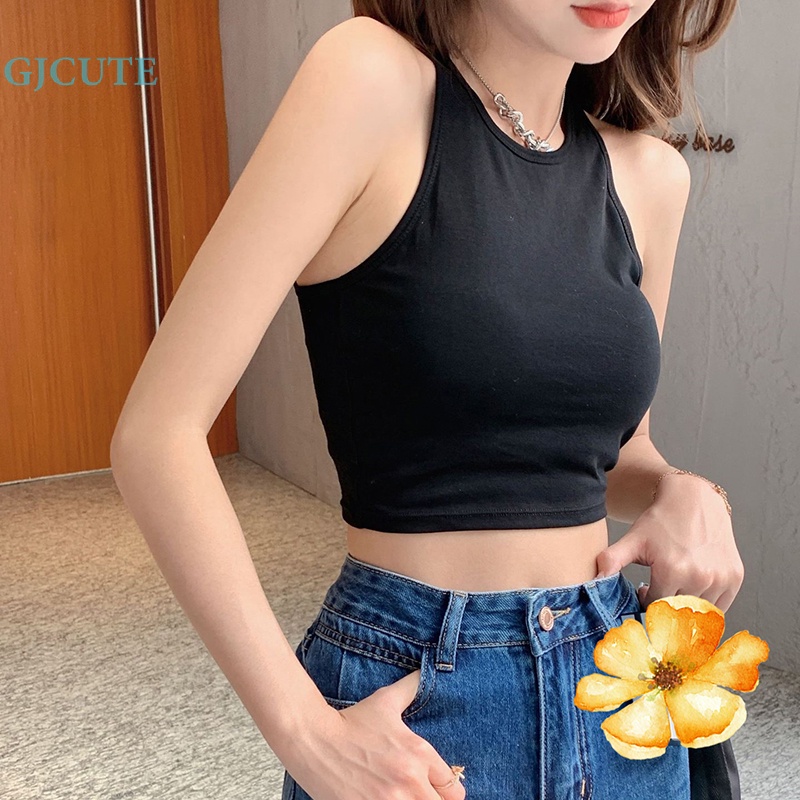 Áo Thể Thao Không Tay Cổ Tròn Màu Trơn Có Đệm Ngực Dành Cho Nữ