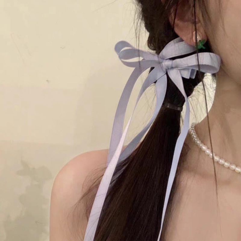 Kẹp Tóc Nơ Ruy Băng Màu Trắng Thời Trang Cho Nữ