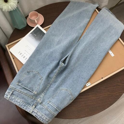 Quần Jean Dài Ống Rộng Dáng Suông Màu Sắc Tinh Khiết Phong Cách Vintage Hàn Quốc