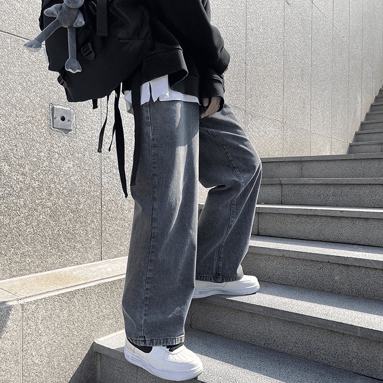 Quần Jean Ống Rộng Màu Sắc Đơn Giản Dễ Phối Đồ Thời Trang Cho Nam