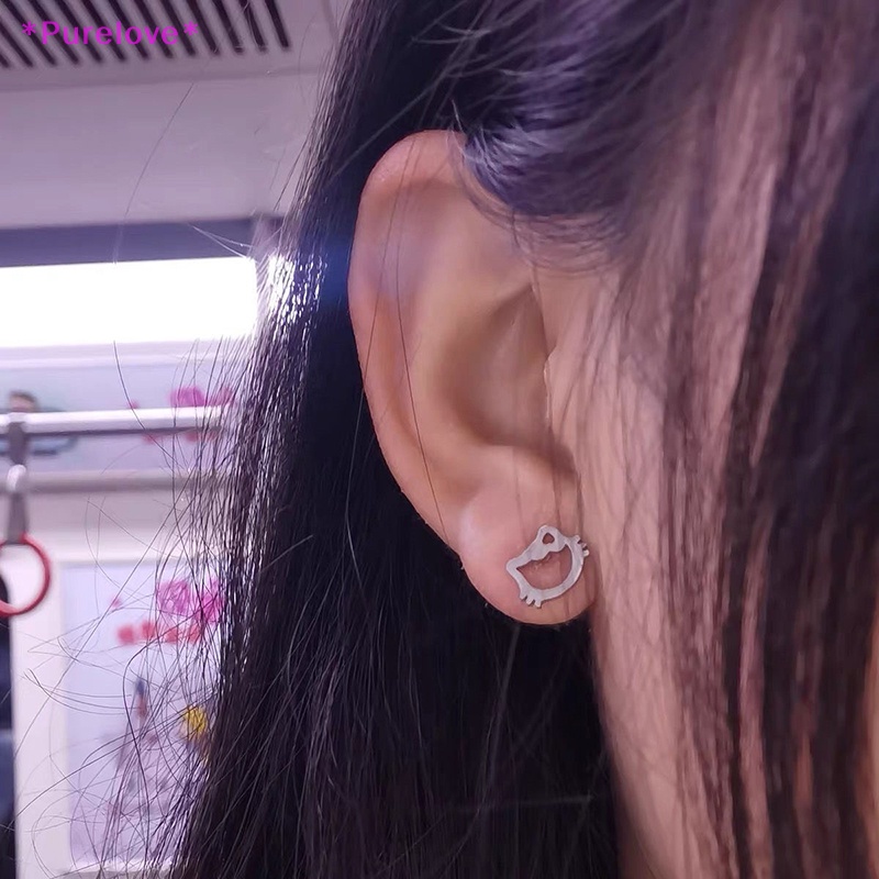 Khuyên Tai Hợp Kim Mini Hình Mèo Con Màu Vàng Thời Trang Cho Nữ Mới