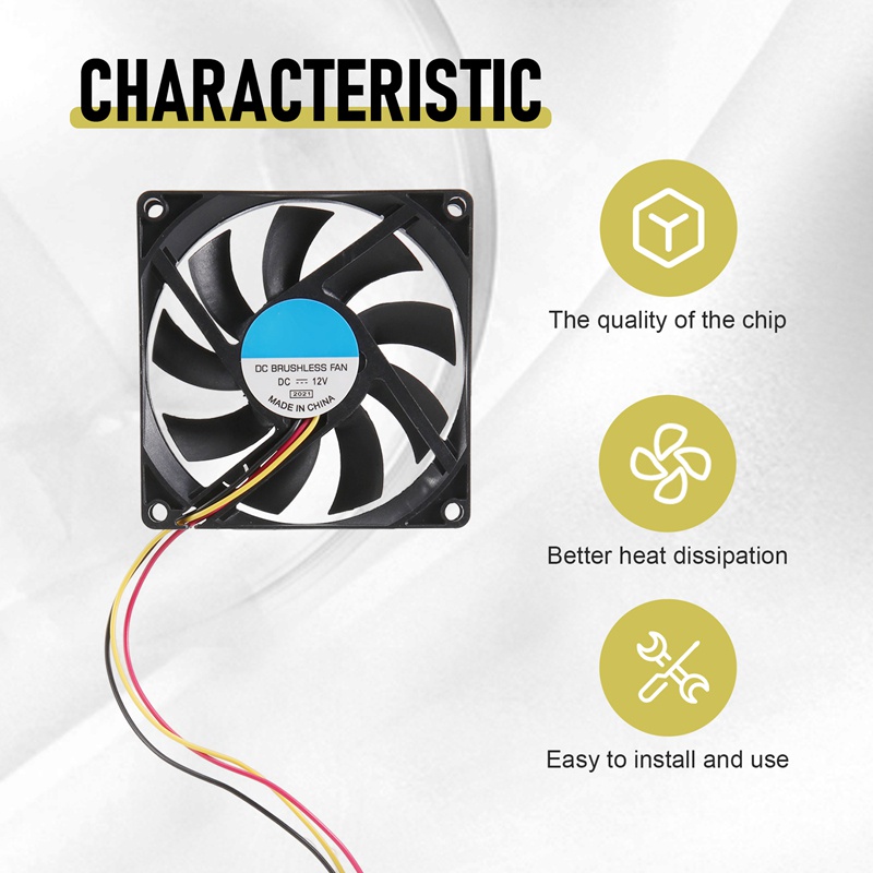 Quạt TảN NhiệT CPU 12V 3Pin Cho PC 80x80x15mm