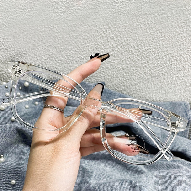 Mắt Kính Gọng Vuông Trong Suốt Màu Trà Xanh Đơn Giản Thời Trang Unisex