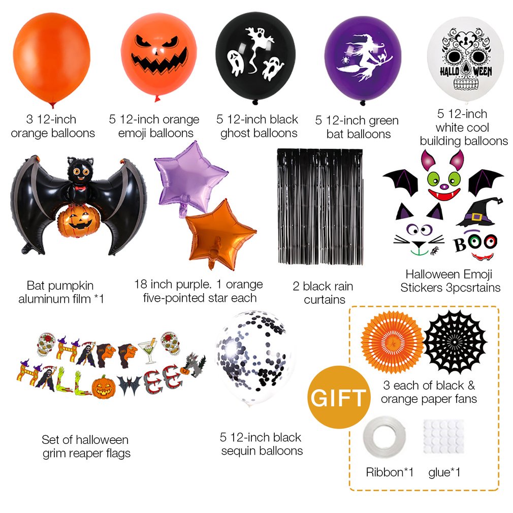 =Christmas=Balloon Garland Pumpkin Bat Halloween Arch Helium Balloon Foil Festival Props