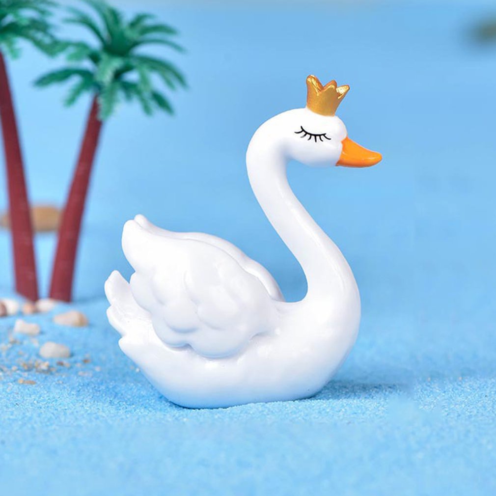 =Christmas=Figurine DIY Swan Cygnus Goose Lake Models Statue Micro Crafts Ornament