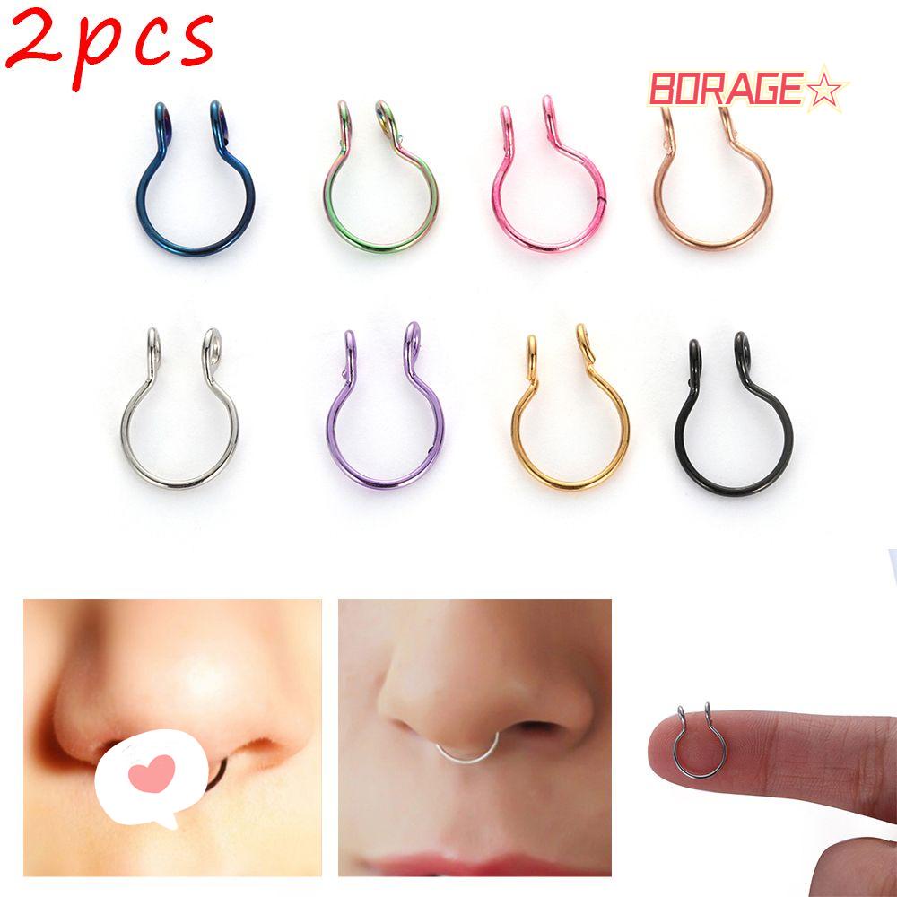 BORAG 2 Khuyên Mũi Đường Kính 8mm Bằng Thép Không Gỉ