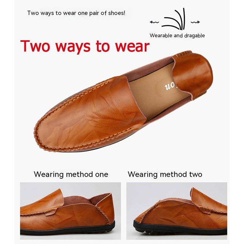 Giày Lười Da Bò Siêu Nhẹ Thoáng Khí Chống Trượt Phong Cách Doanh Nhân Cho Nam Size 38-47