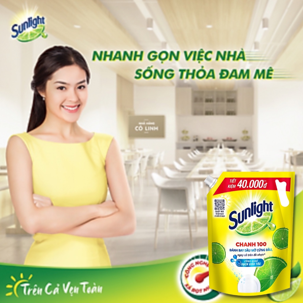 Nước Rửa Chén Sunlight Dầu Rửa Bát Hữu Cơ Thiên Nhiên Sạch Nhanh Hương Chanh Tươi Mát 3.6kg