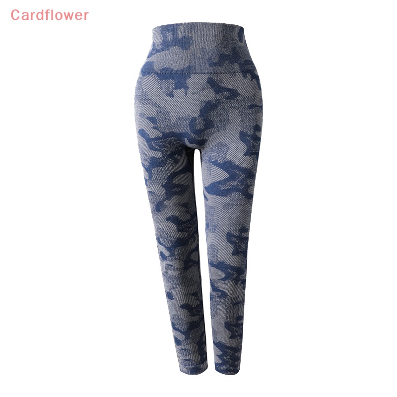 &lt; Cardflower &gt; Quần Legging Thể Thao Lưng Cao Không Đường May Họa Tiết Rằn Ri Tập Yoga Thể Dục Thể Thao Cho Nữ Mới
