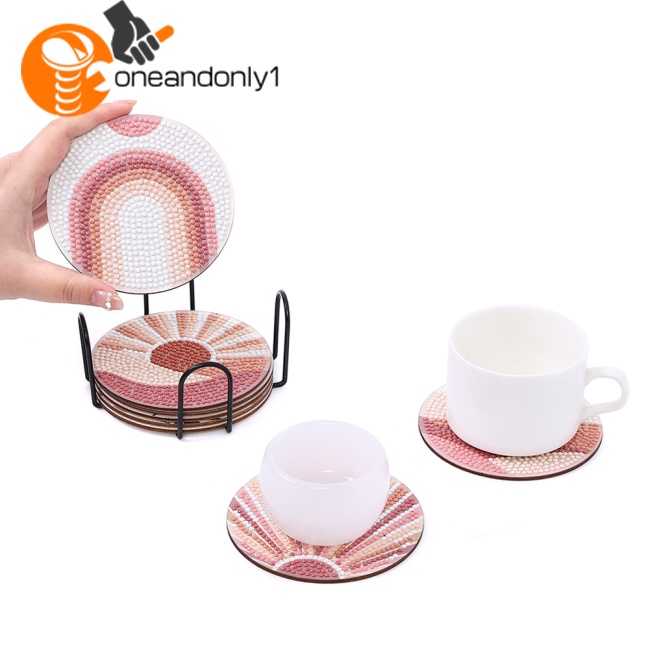 Bộ 8 Đế Lót Ly Bằng Acrylic 5d Tự Làm Họa Tiết Phong Cảnh Mặt Trăng Mặt Trời Nghệ Thuật