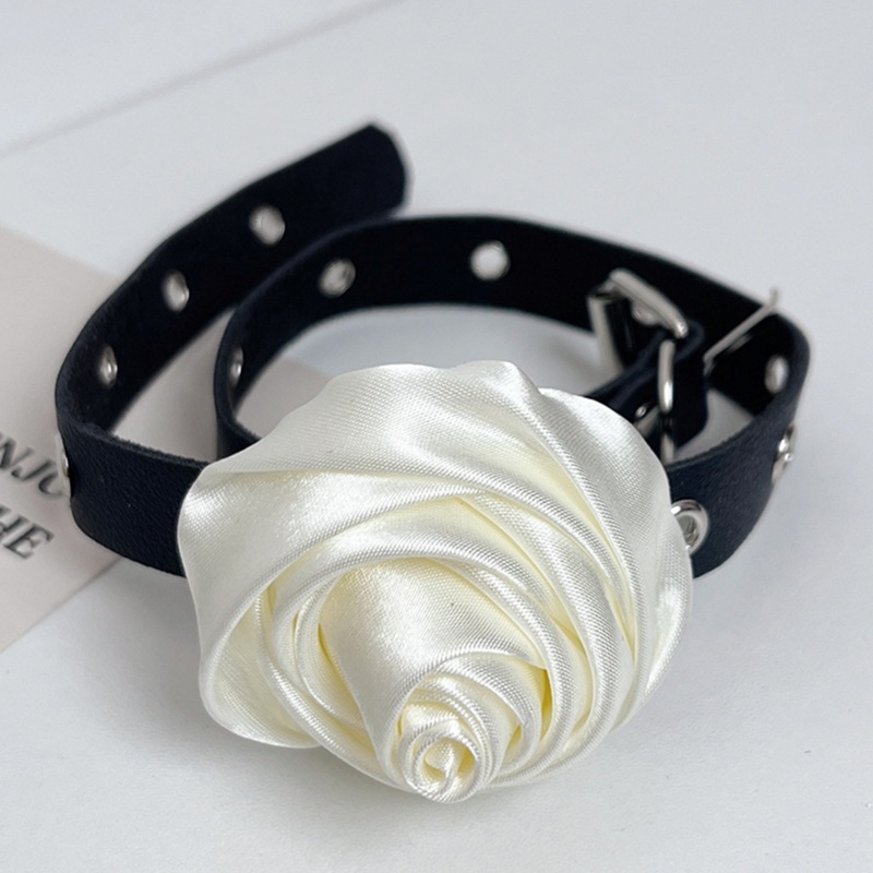 Vòng Cổ Choker Bằng Da Mặt Hoa Đơn Giản Thanh Lịch Có Thể Điều Chỉnh Cho Nữ