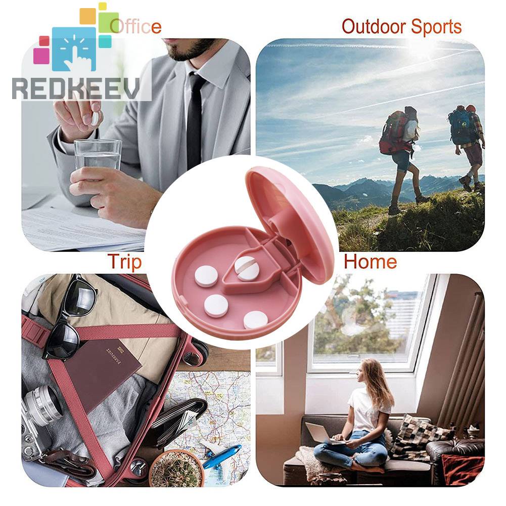 Dụng Cụ Cắt Thuốc Mini Bằng Nhựa Hình Tròn Tiện Dụng Mang Theo Du Lịch