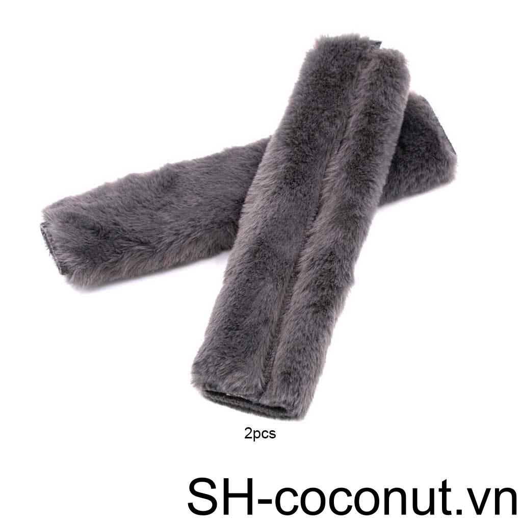 Bộ 2 Vỏ Bọc Dây An Toàn Xe Hơi Bằng Vải Lông Giữ Ấm