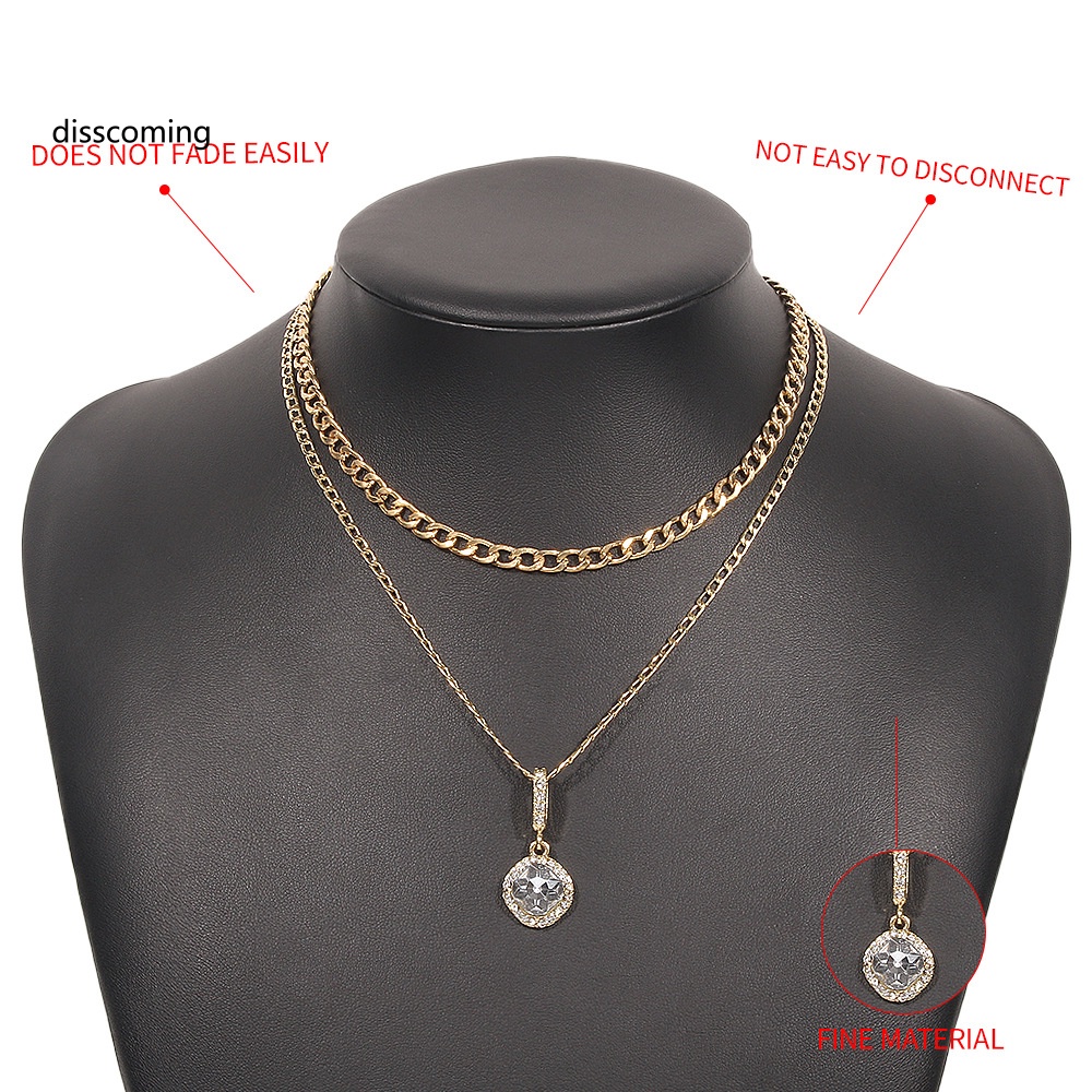 Băng Đô SL SL SL SL| Vòng cổ Hai Lớp Dát Đá Nhỏ Đơn Giản