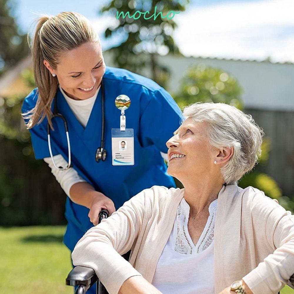 MOCHO Huy Hiệu Kẹp Giữ Thẻ / Huy Hiệu Hình Hoa Lá Khô Trong Suốt Chất Lượng Cao Cho Nữ