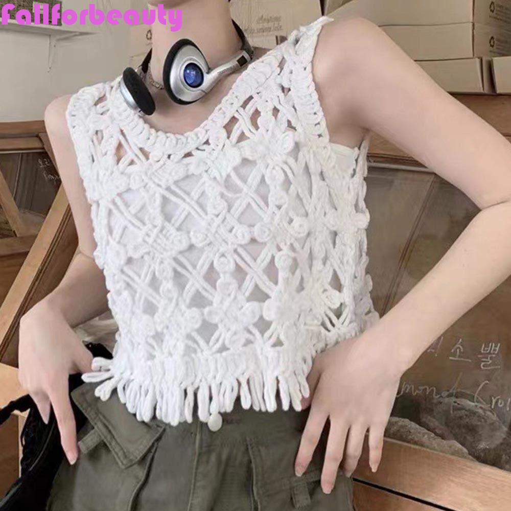 Fallforbeauty Áo Croptop Cotton Hai Dây Không Tay Họa Tiết Hoa Thời Trang Mùa Thu Cho Nữ