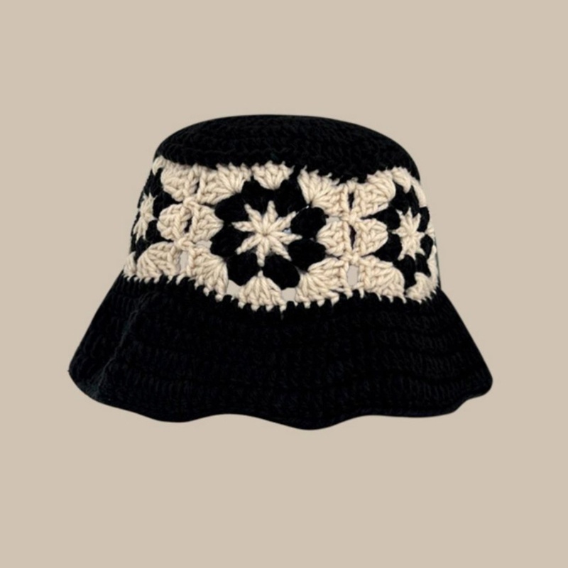 Nón Bucket Đan Móc Chống Nắng In Họa Tiết Hoa Thời Trang Xuân Hè Cho Nữ