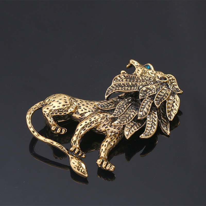 Trâm Cài Áo Hình Sư Tử Màu Sắc Vàng / Bạc Phong Cách Cổ Điển Thời Trang Cho Nam