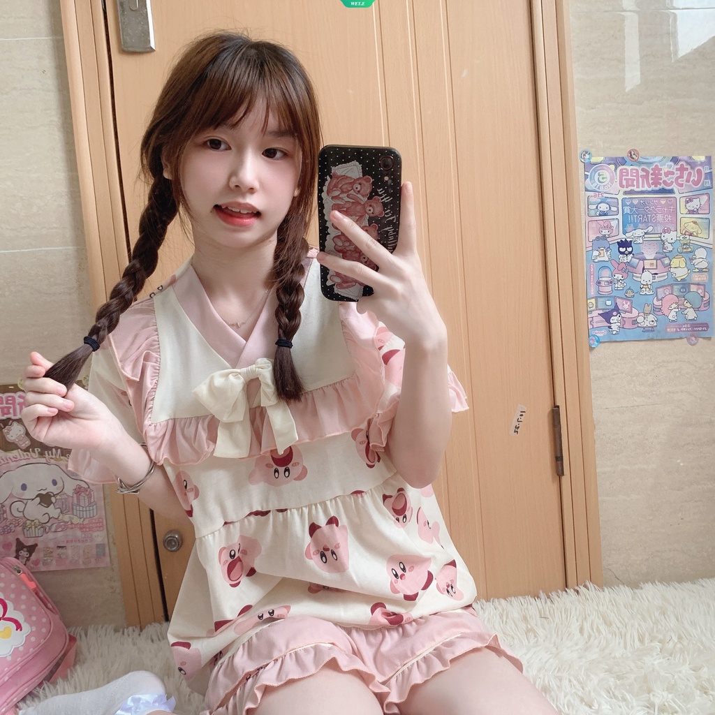 Bộ đồ ngủ nữ mùa hè phim hoạt hình Ngôi sao của Cappy quần đùi ngắn tay Phim hoạt hình Nhật Bản dễ thương giản dị tối giản sinh viên mặc nhà