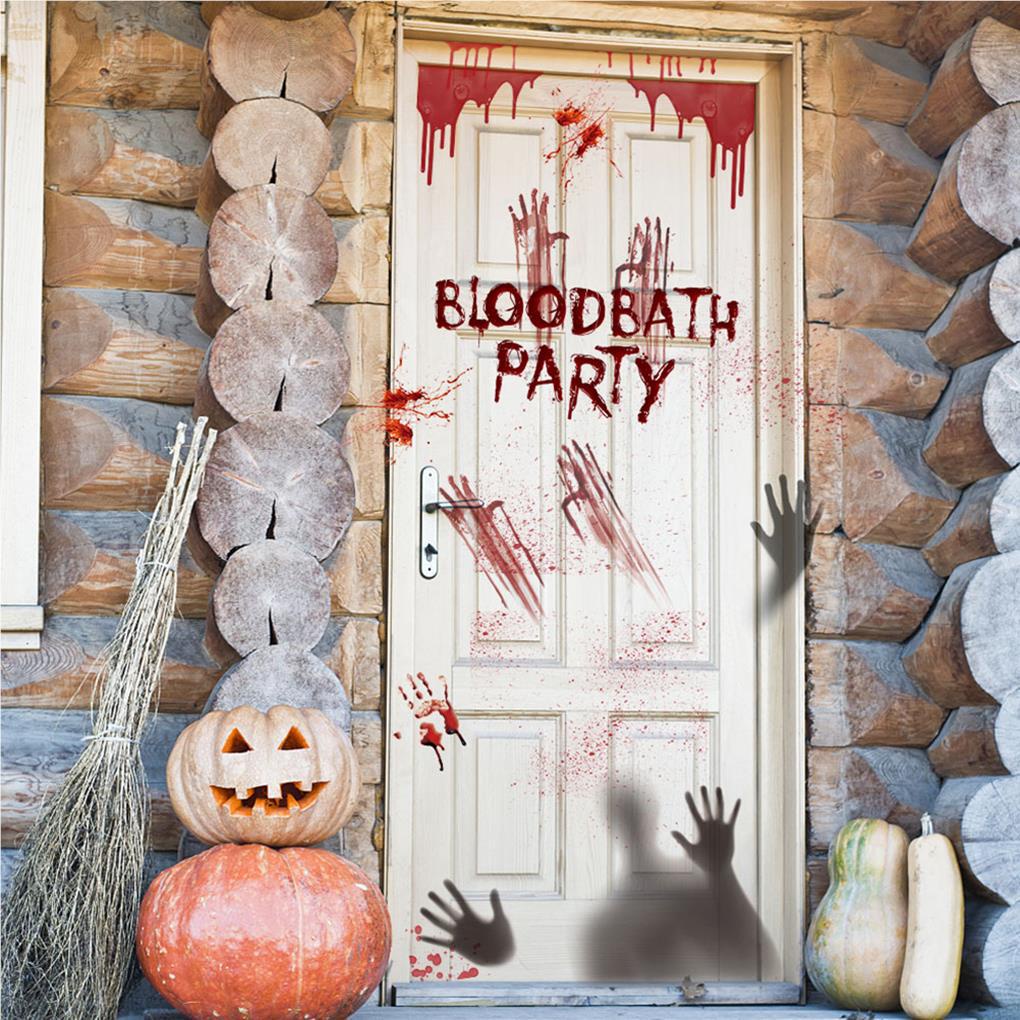 Sticker Dán Tường / Sàn Nhà Hình Dấu Tay Máu Kinh Dị Trang Trí Halloween