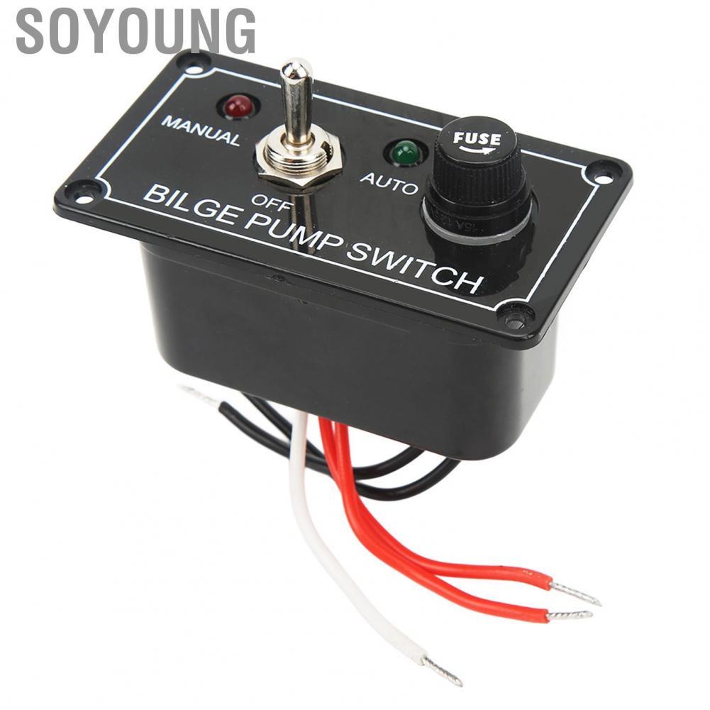 Soyoung Bilge Pump Switch Panel DC 12V Durable Rocker Toggle 2 Color  Indicators Wear Proof for Car