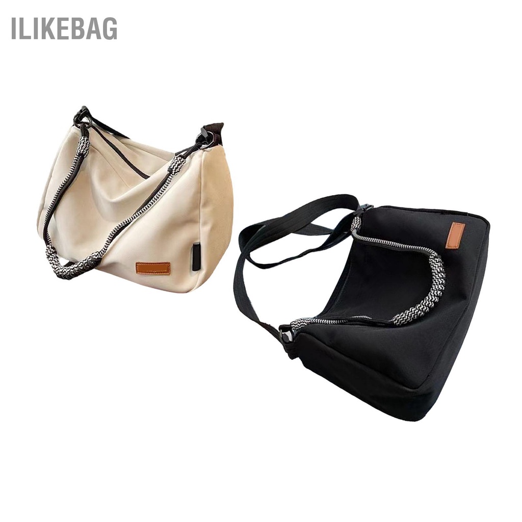 Ilikebag Túi đeo vai bằng vải canvas cho nữ có khóa kéo giản dị Dung tích lớn Khâu tinh tế sát nách