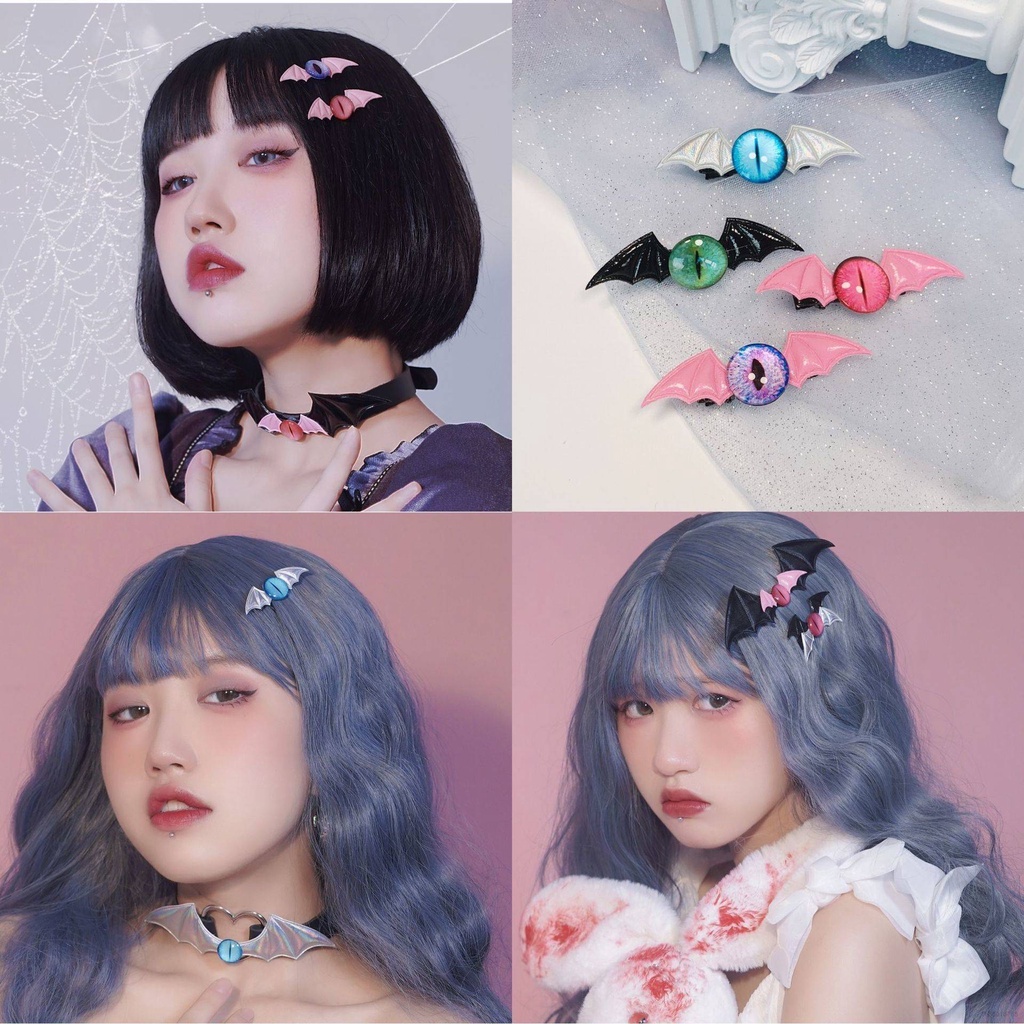 Kẹp Tóc Hình Cá Sấu Một Mắt Phong Cách Gothic Lolita Y2K