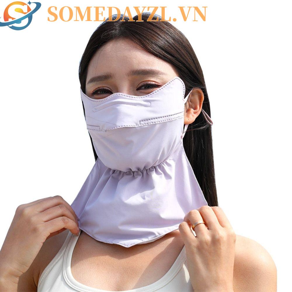 Somedayzl Mặt Nạ Lụa Băng Màu Trơn Che Mặt Chống Nắng Bảo Vệ Tai Dùng Ngoài Trời