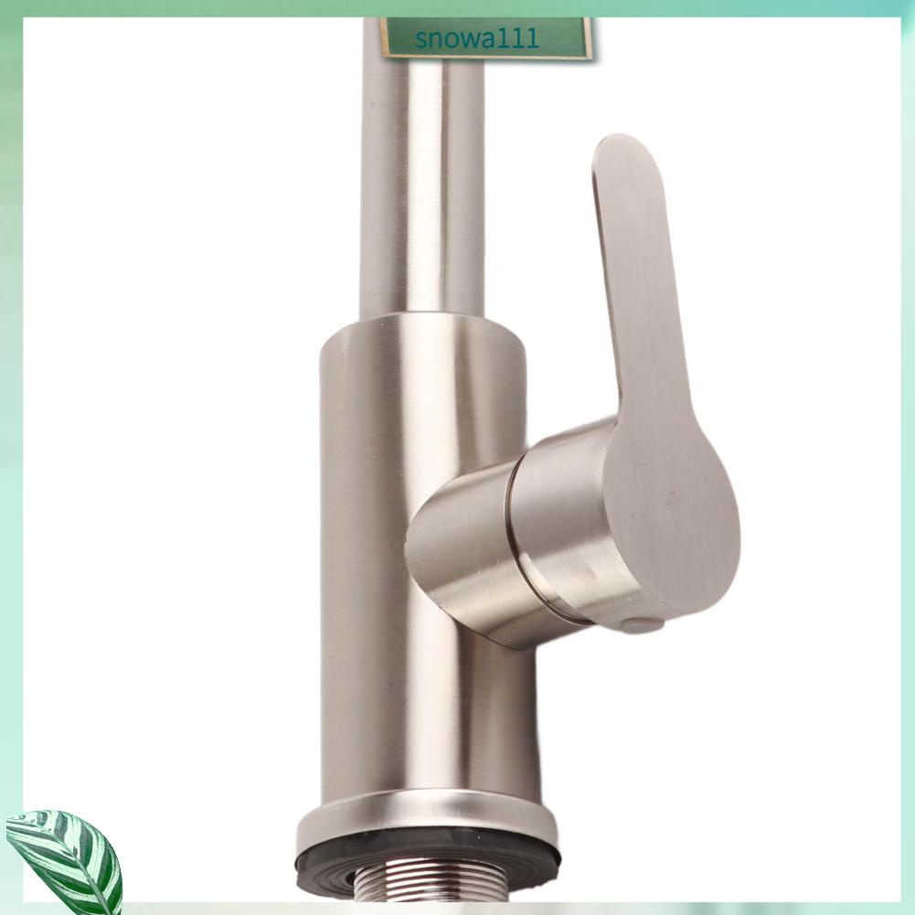 Snowwa Vòi bếp kéo ra bằng thép không gỉ đôi có vòi nước nóng lạnh kính thiên văn một tay cầm hình cung cao với phun xuống cho bồn rửa