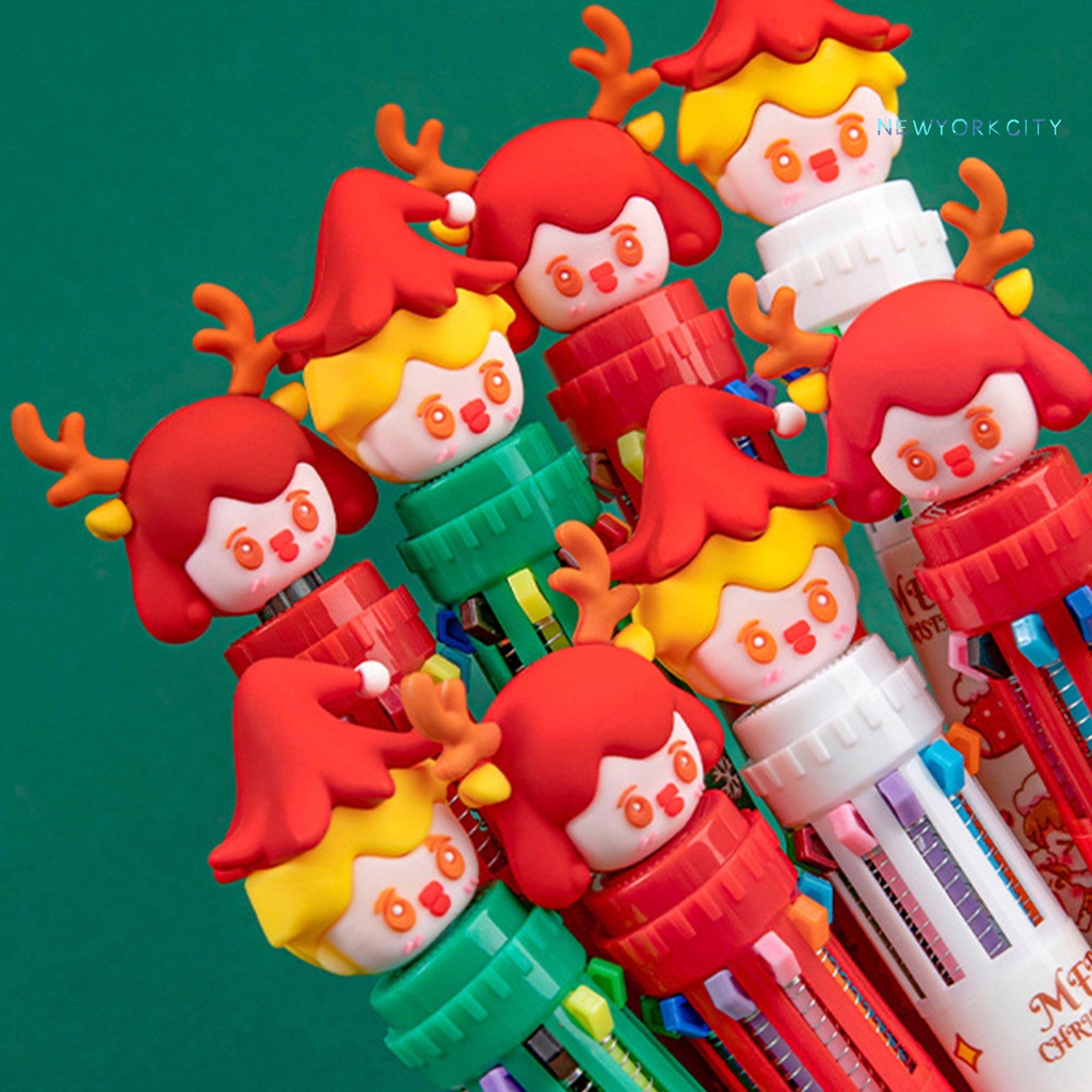 Bút Bi NY-Ball 10 Họa Tiết Hoạt Hình Giáng Sinh Nhiều Màu Tùy Chọn