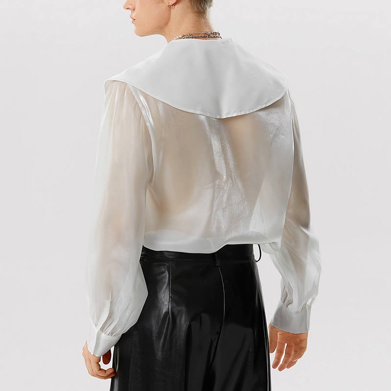 Incerun Áo Sơ Mi Tay Dài Vải organza Xuyên Thấu Phong Cách Tòa Án