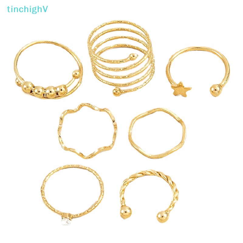 Bộ 7 Nhẫn Hở Phong Cách Bohemian Có Thể Điều Chỉnh Dành Cho Nữ