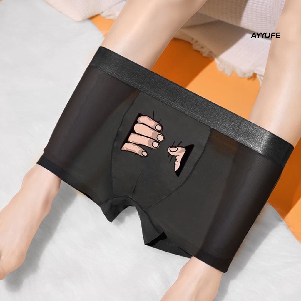 [AYYUFE] Quần Lót Boxer Lưng Vừa Mỏng Co Giãn Thoáng Khí Chống Lộ In Hình Bàn Tay Cho Nam Mặc Hàng Ngày