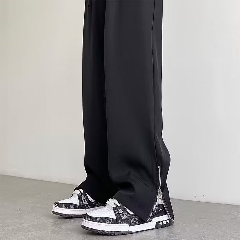 Quần Dài Ống Rộng Xẻ Tà Màu Trơn Đơn Giản Thời Trang Hàn Quốc Cho Nam