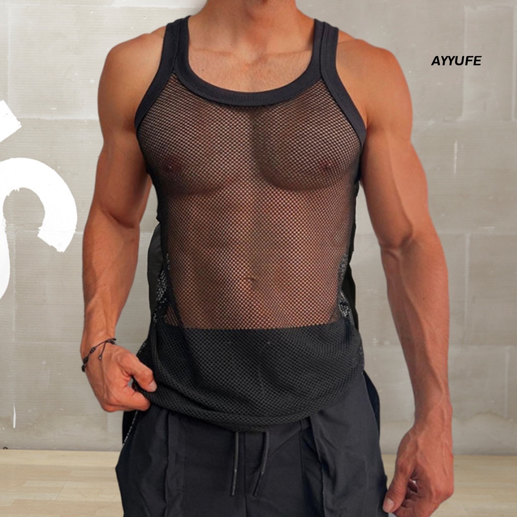 [AYYUFE] Áo Sát Nách Phối Lưới Thoáng Khí Mềm Mại Thoải Mái Cho Nam Mặc Đi Biển / Tập Gym